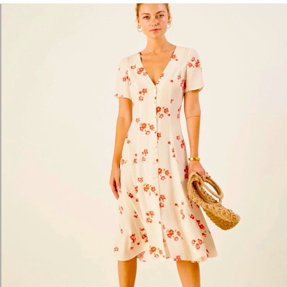 Reformation pale pink button down vintage style dress.